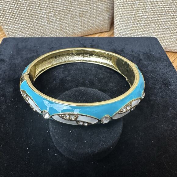 Sequin Nordstrom Multicolor Gold Tone Statement Enamel Bangle Bracelet # 423 - Picture 3 of 3
